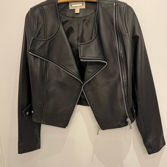 NEW never worn Michael kors leather biker jacket new size small - Picture 3 of 10